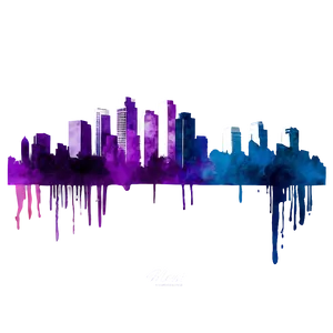 Miami Skyline Watercolor Effect Png Cxi PNG Image