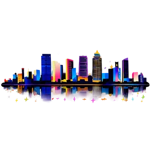 Miami Skyline With Starry Night Png Yvg PNG Image