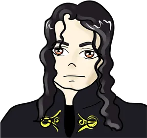 Michael Jackson Cartoon Portrait PNG Image