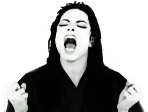 Michael Jackson Singing Passionately PNG Image