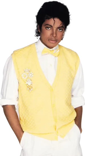 Michael Jackson Yellow Vest Portrait PNG Image