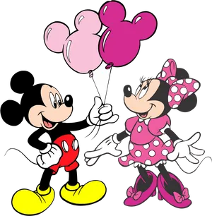 Mickey Minnie Balloon Celebration PNG Image