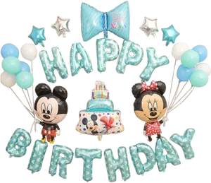 Mickey Minnie Birthday Balloons PNG Image