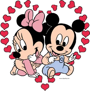 Mickey Minnie Hearts Celebration PNG Image