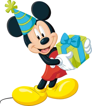 Mickey Mouse Celebration Gift PNG Image