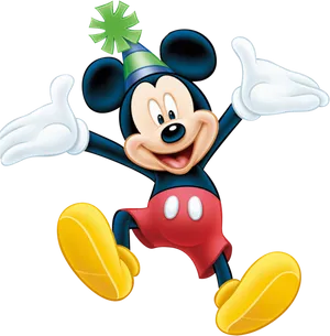 Mickey Mouse Celebration Pose PNG Image