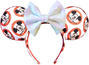 Mickey Mouse Ears Headbandwith Bow PNG Image