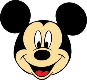 Mickey Mouse Iconic Face Smile PNG Image