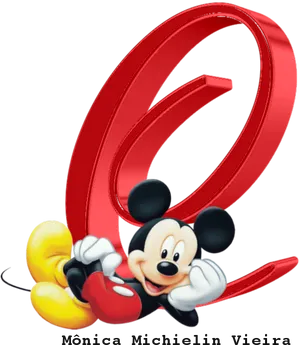 Mickey Mouse Red Number6 PNG Image