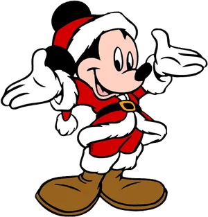 Mickey Mouse Santa Costume PNG Image