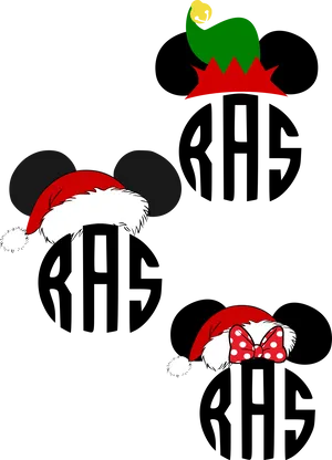 Mickey Mouse Santa Hats Design PNG Image