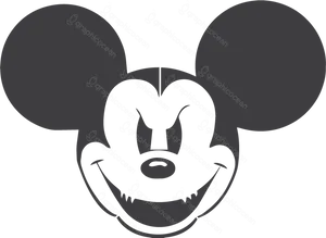 Mickey Mouse Silhouette Watermark PNG Image