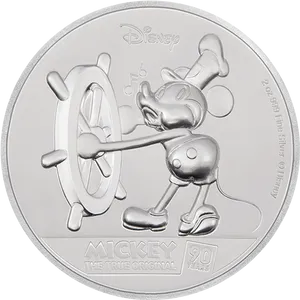 Mickey90 Years Silver Coin PNG Image