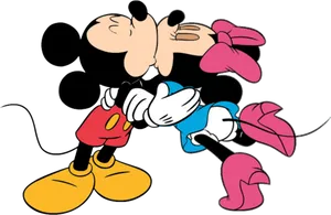 Mickeyand Minnie Kissing Cartoon PNG Image