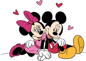 Mickeyand Minnie Love Illustration PNG Image