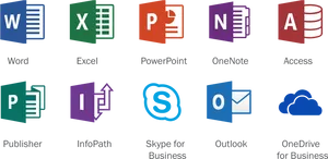 Microsoft Office Applications Icons PNG Image