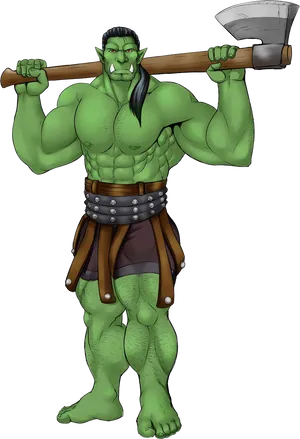 Mighty Orc Warriorwith Axe PNG Image