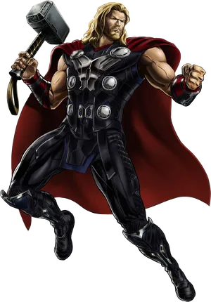 Mighty Thor With Mjolnir PNG Image