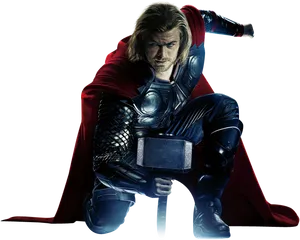 Mighty Thor With Mjolnir PNG Image