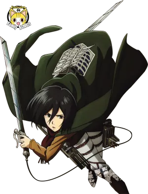 Mikasa Ackerman Action Pose PNG Image