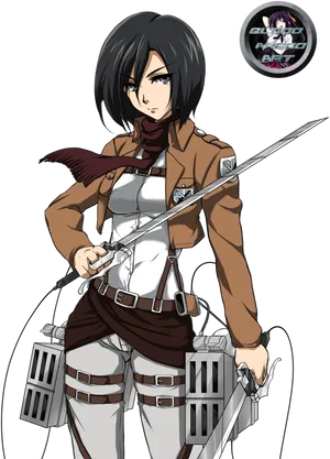 Mikasa Ackerman Readyfor Battle PNG Image