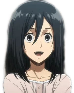 Mikasa Ackerman Surprised Expression Anime PNG Image