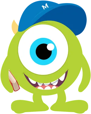 Mike Wazowski Capand Pencil PNG Image