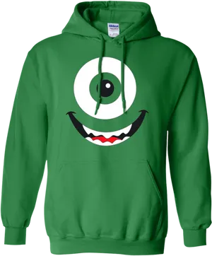 Mike Wazowski Face Green Hoodie PNG Image