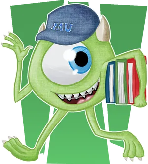 Mike Wazowski Monsters University Cap Books PNG Image