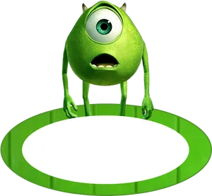 Mike Wazowski Standingon Green Platform.png PNG Image