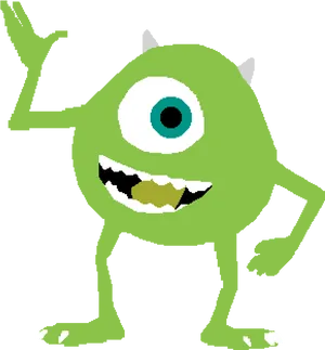 Mike Wazowski Waving Illustration PNG Image