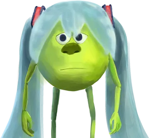 Mike Wazowski With Long Hair PNG Image