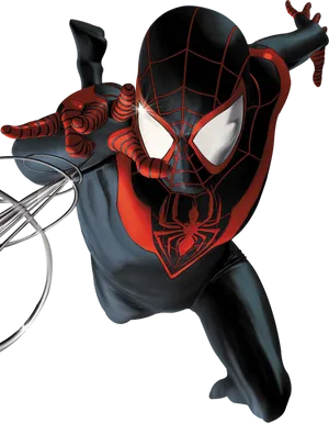 Miles Morales Spider Man Action Pose PNG Image