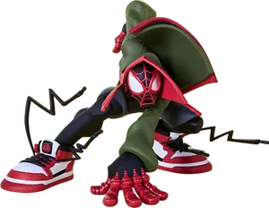 Miles Morales Spider Man Action Pose PNG Image