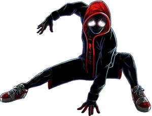 Miles Morales Spiderman Crouching Pose PNG Image