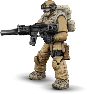 Military Action Figure With Rifle PNG Image