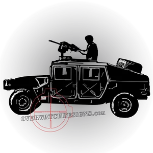 Military Hummerwith Mounted Gun Silhouette PNG Image