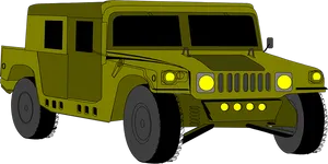 Military Style Jeep Illustration PNG Image