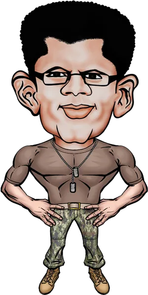 Military Themed Caricature Illustration PNG Image