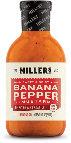 Miller Banana Pepper Mustard Bottle PNG Image