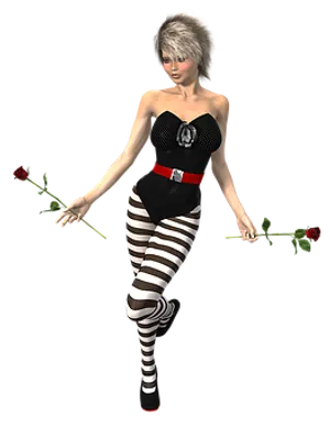 Mime Artist3 D Model With Roses PNG Image