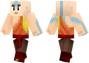 Minecraft Aang Skin Design PNG Image