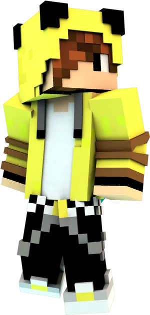 Minecraft_ Character_in_ Yellow_ Armor PNG Image