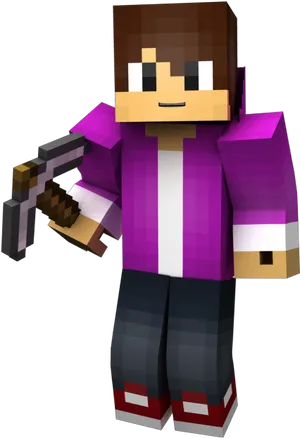 Minecraft Character With Bow PNG Image