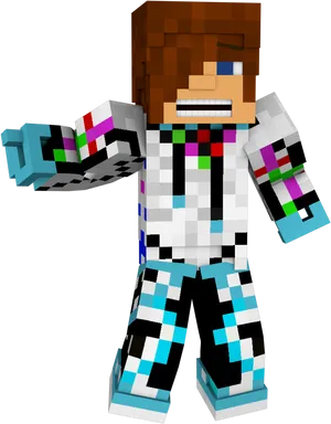 Minecraft Character With Colorful Armor PNG Image