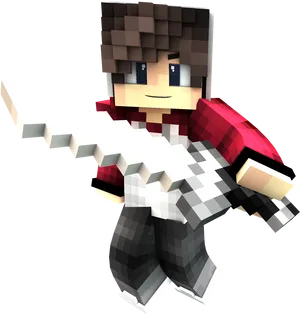 Minecraft Character With Sword PNG Image