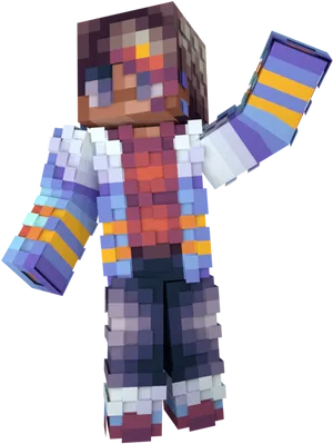 Minecraft Characterin Colorful Armor PNG Image