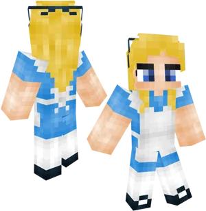 Minecraft Characters Blue Striped Outfit PNG Image