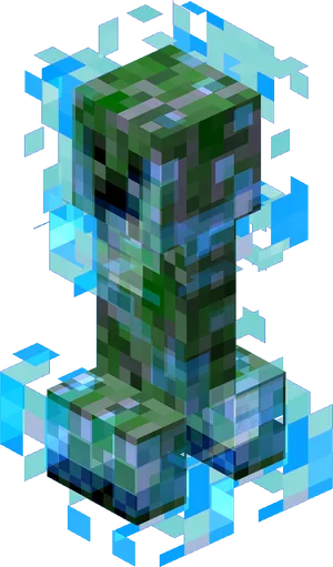 Minecraft Creeper Glitch Art PNG Image