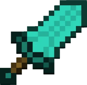 Minecraft Diamond Sword Pixel Art PNG Image